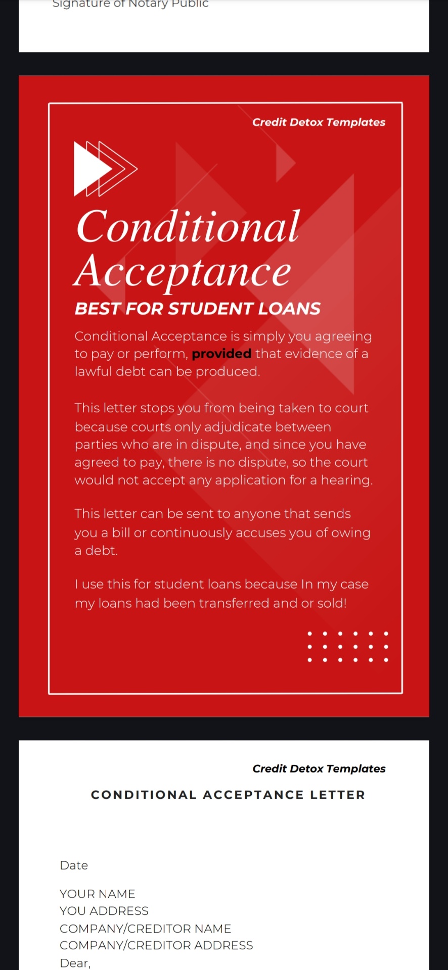 Conditional Acceptance