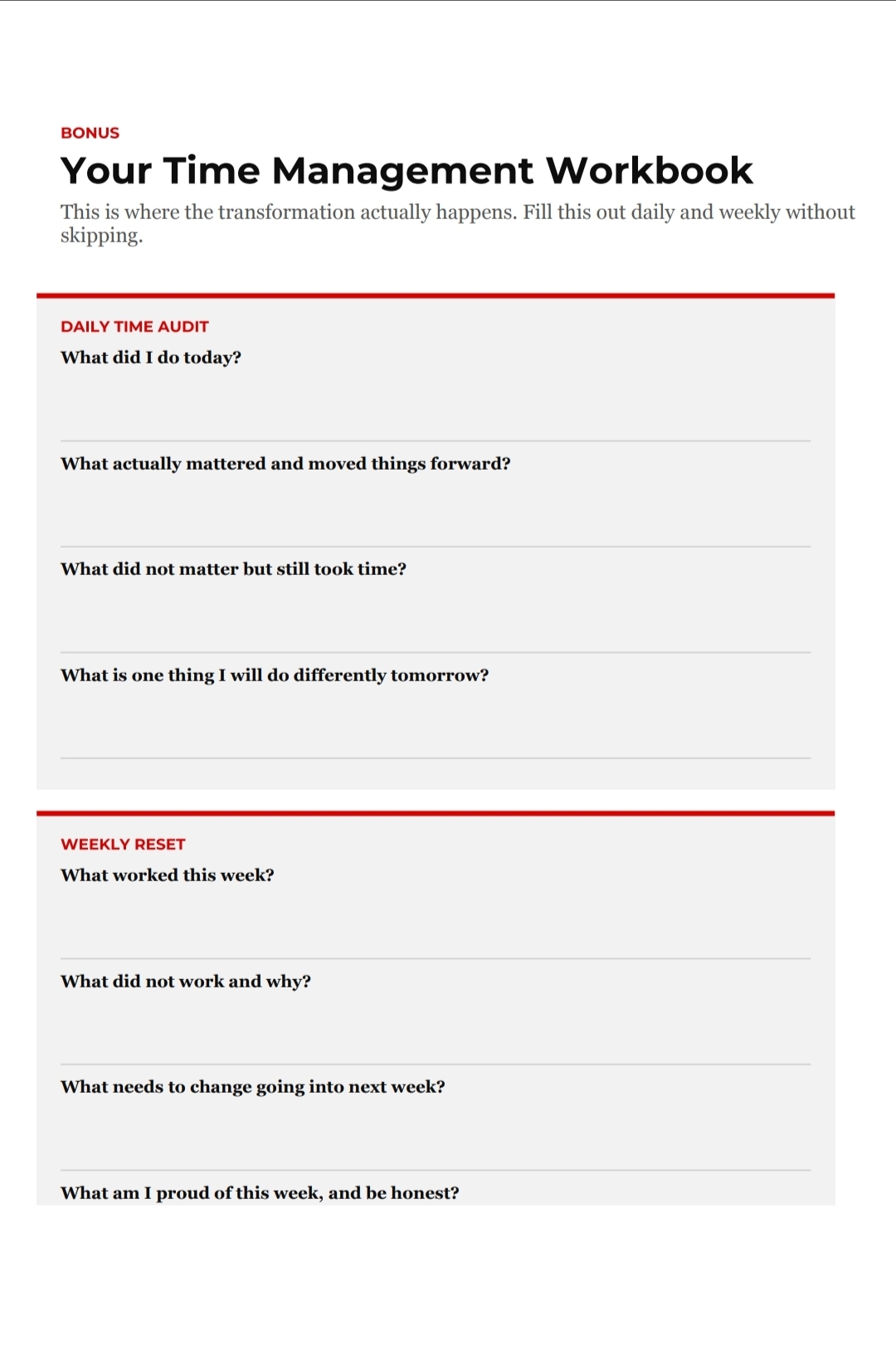 Time Management Workbook